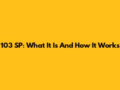 103 SP: What It Is And How It Works