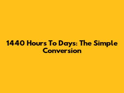 1440 Hours To Days: The Simple Conversion