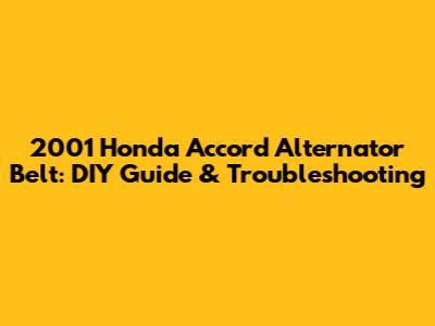 2001 Honda Accord Alternator Belt: DIY Guide & Troubleshooting