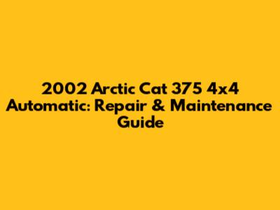 2002 Arctic Cat 375 4x4 Automatic: Repair & Maintenance Guide