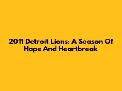 2011 Detroit Lions: A Season Of Hope And Heartbreak