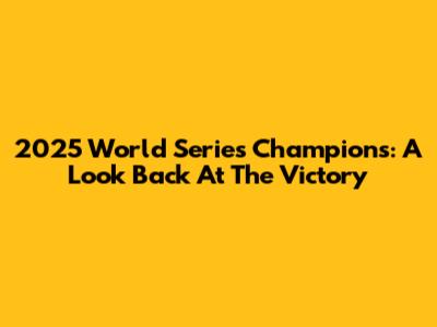 2025 World Series Champions: A Look Back At The Victory