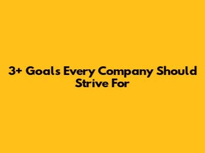 3+ Goals Every Company Should Strive For