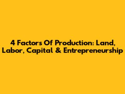 4 Factors Of Production: Land, Labor, Capital & Entrepreneurship