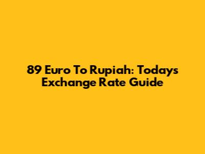 89 Euro To Rupiah: Today's Exchange Rate Guide