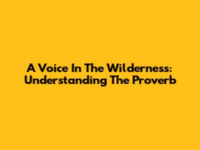 A Voice In The Wilderness: Understanding The Proverb