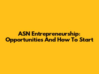 ASN Entrepreneurship: Opportunities And How To Start