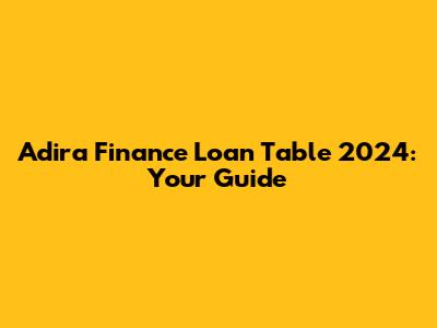 Adira Finance Loan Table 2024: Your Guide