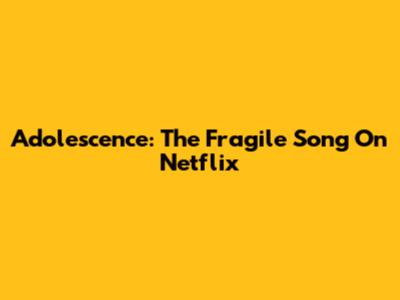 Adolescence: The Fragile Song On Netflix