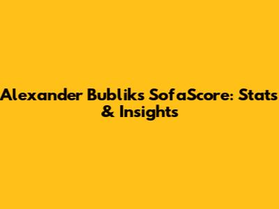 Alexander Bublik's SofaScore: Stats & Insights