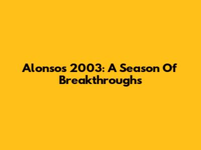 Alonso's 2003: A Season Of Breakthroughs