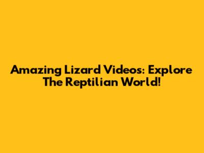 Amazing Lizard Videos: Explore The Reptilian World!