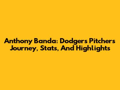 Anthony Banda: Dodgers Pitcher's Journey, Stats, And Highlights