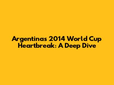 Argentina's 2014 World Cup Heartbreak: A Deep Dive
