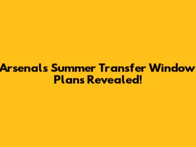 Arsenal's Summer Transfer Window Plans Revealed!