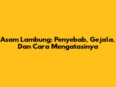 Asam Lambung: Penyebab, Gejala, Dan Cara Mengatasinya