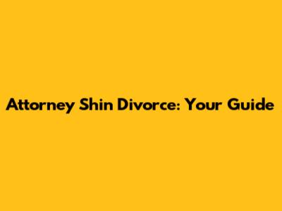 Attorney Shin Divorce: Your Guide