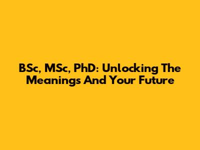 BSc, MSc, PhD: Unlocking The Meanings And Your Future