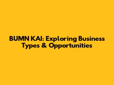 BUMN KAI: Exploring Business Types & Opportunities