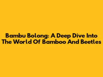 Bambu Bolong: A Deep Dive Into The World Of Bamboo And Beetles
