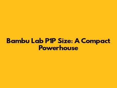 Bambu Lab P1P Size: A Compact Powerhouse