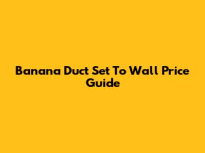 Banana Duct Set To Wall Price Guide