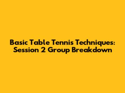 Basic Table Tennis Techniques: Session 2 Group Breakdown