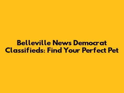 Belleville News Democrat Classifieds: Find Your Perfect Pet