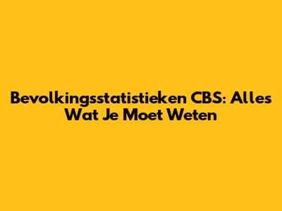 Bevolkingsstatistieken CBS: Alles Wat Je Moet Weten