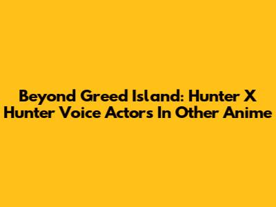 Beyond Greed Island: Hunter X Hunter Voice Actors In Other Anime