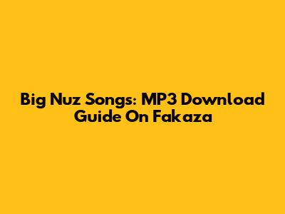 Big Nuz Songs: MP3 Download Guide On Fakaza