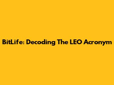 BitLife: Decoding The LEO Acronym
