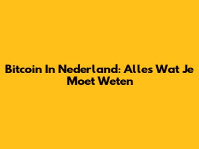 Bitcoin In Nederland: Alles Wat Je Moet Weten