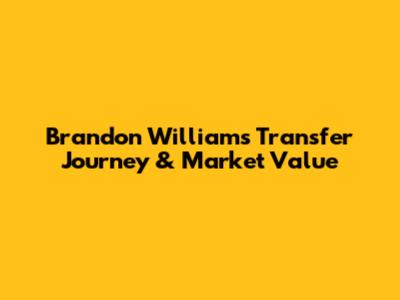 Brandon Williams' Transfer Journey & Market Value