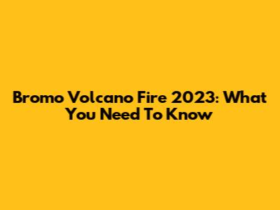 Bromo Volcano Fire 2023: What You Need To Know