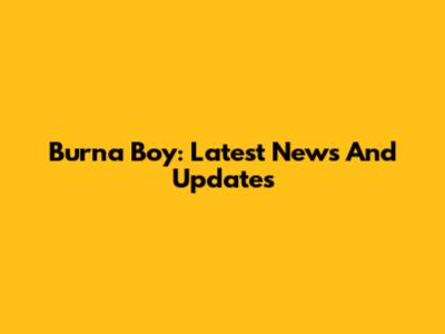 Burna Boy: Latest News And Updates