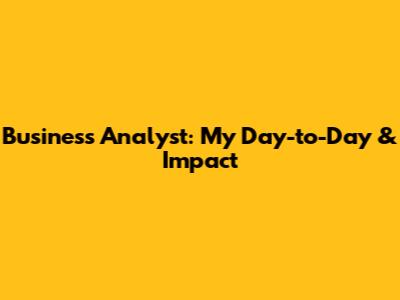 Business Analyst: My Day-to-Day & Impact