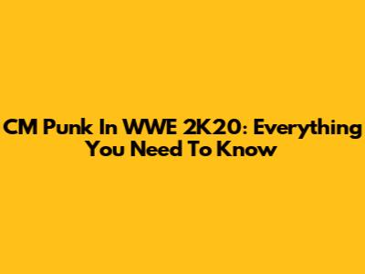 CM Punk In WWE 2K20: Everything You Need To Know