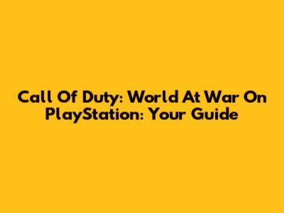 Call Of Duty: World At War On PlayStation: Your Guide