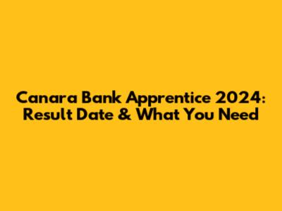 Canara Bank Apprentice 2024: Result Date & What You Need