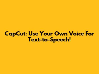 CapCut: Use Your Own Voice For Text-to-Speech!