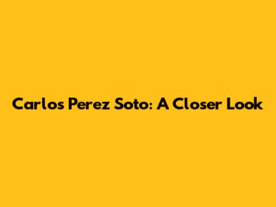 Carlos Perez Soto: A Closer Look