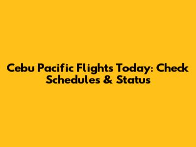 Cebu Pacific Flights Today: Check Schedules & Status