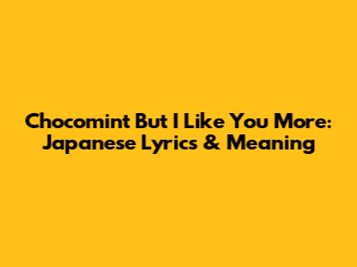 Chocomint But I Like You More: Japanese Lyrics & Meaning