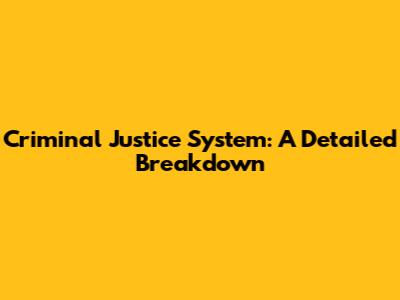 Criminal Justice System: A Detailed Breakdown