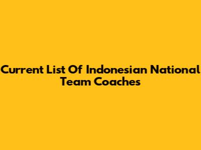 Current List Of Indonesian National Team Coaches