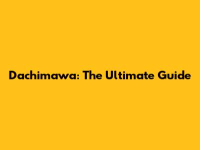 Dachimawa: The Ultimate Guide