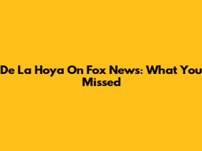 De La Hoya On Fox News: What You Missed