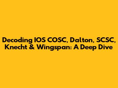 Decoding IOS COSC, Dalton, SCSC, Knecht & Wingspan: A Deep Dive