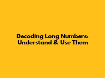 Decoding Long Numbers: Understand & Use Them